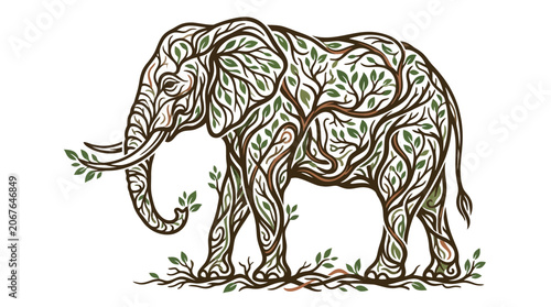 Obraz na plátně An elephant with a tree design.