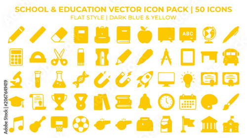 Create vector icon sheet for school education with learning objects