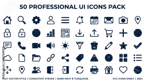 Vector icons for UI design featuring various symbols and graphics