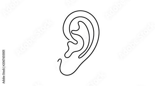 Canvastavla Minimalist single line drawing of a human ear on white background
