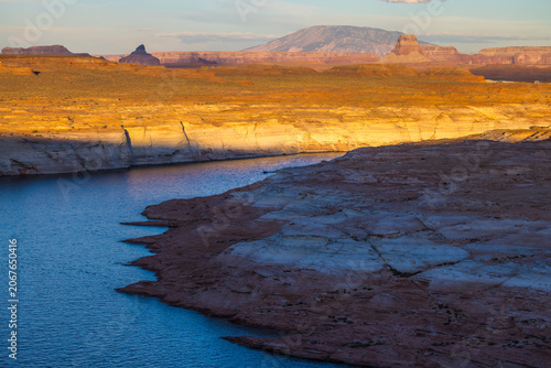 Lake Powell on Colorado river in Arizona, US at sunset