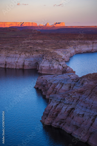 Lake Powell on Colorado river in Arizona, US at sunset