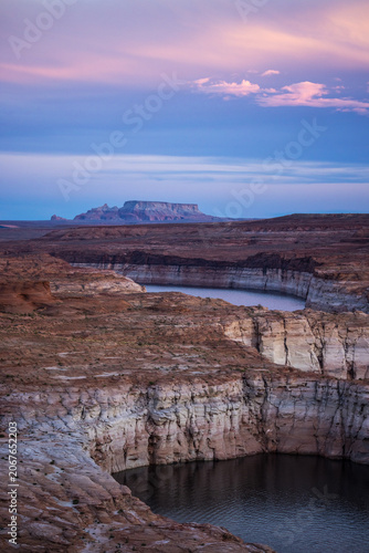 Lake Powell on Colorado river in Arizona, US at sunset