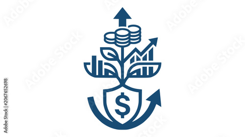 Financial growth finance growth icons with icons vector shield and shield and Finance