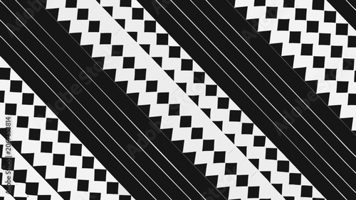 Tableau sur toile Diagonal checkered pattern with alternating black and white squares a geometric