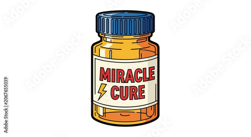 Obraz na płótnie vector illustration of miracle cure jar with bold label and lightning bolt icon