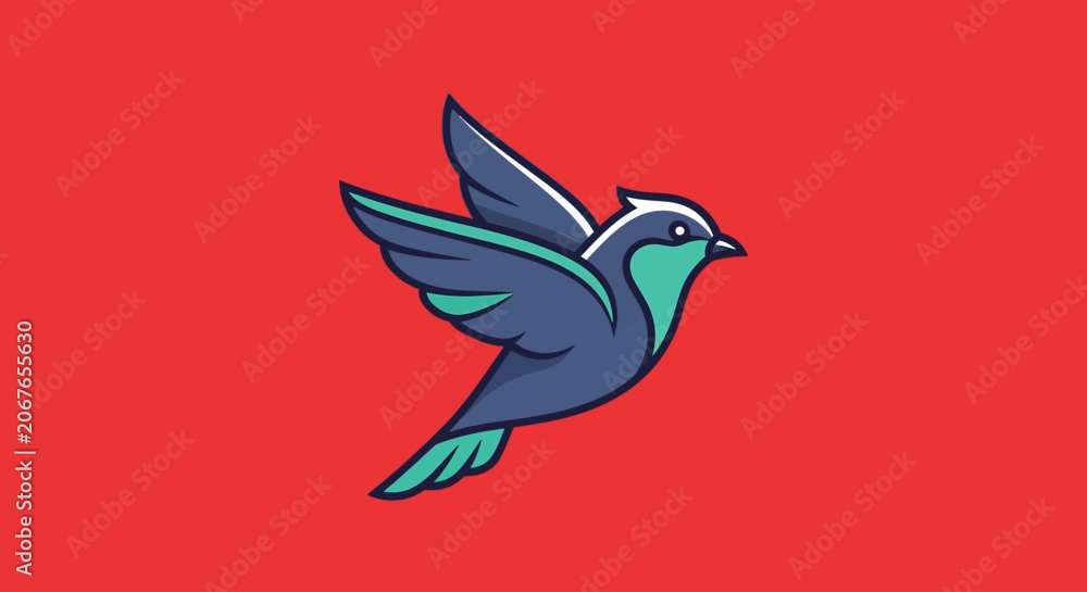 Fototapeta premium flying bird logo design on red background vector illustration