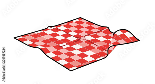 red and white checkered picnic blanket vector illustration