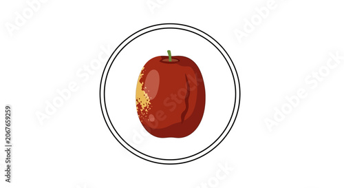 red apple with bite mark in circle icon