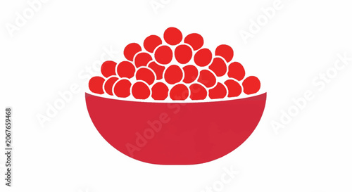 Red bowl filled with round berries vector illustration