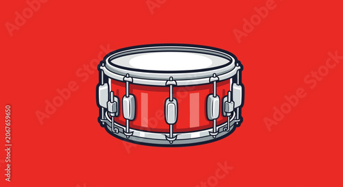 Cuadro en lienzo red snare drum vector illustration on red background