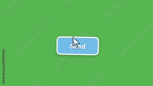 Green Screen Animation Of Mouse Cursor Clicking Send Button Followed By Retro Arcade Game Over Pixel Text