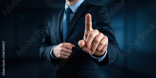 Businessman pointing at something in the air