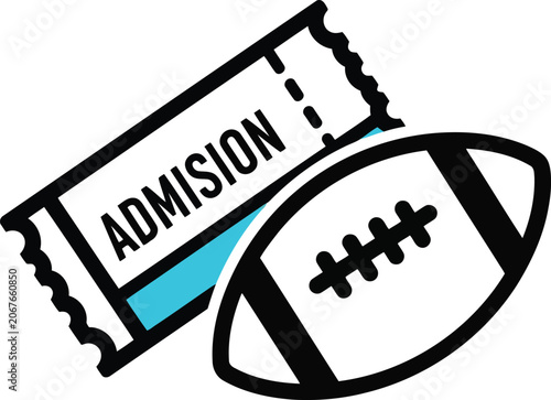 Canvastavla Admission Ticket with American Football Icon for Sports Event, Game Day Entry Co