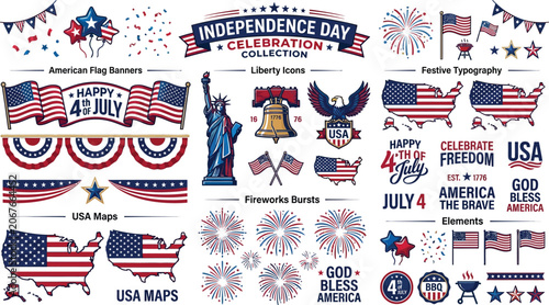 4th of July Independence Day Celebration Clipart and Graphics Bundle