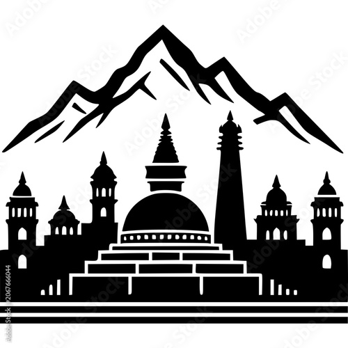Nepal Skyline Icon Vector