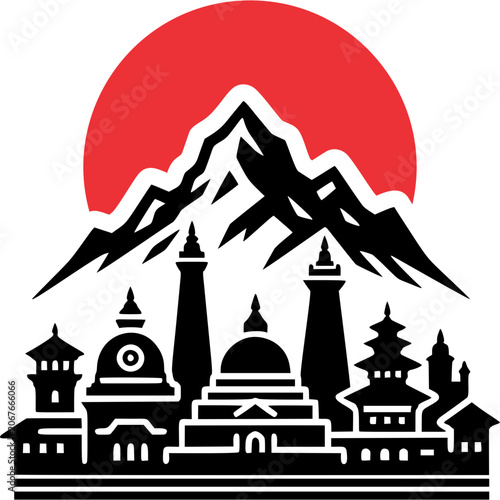Nepal Skyline Icon Vector
