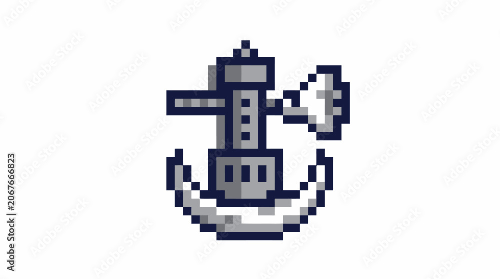 Fototapeta premium Pixel art anchor with rope.