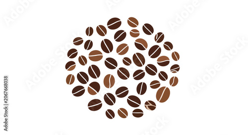 Roasted coffee beans on white background.
