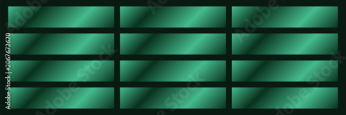 Set of green gradient metallic shiny design banner decoration. dark gradient gradient foil texture background