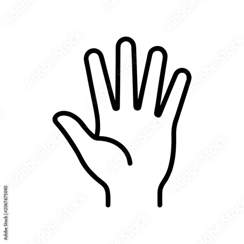 Fotografi Hand with palm and fingers raised.