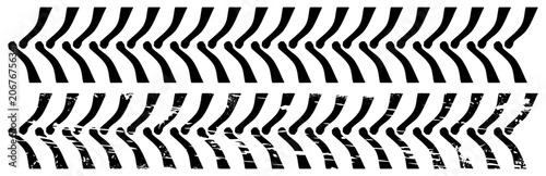 Tractor track from a tractor wheel. Tire tread imprint.  Vector silhouette