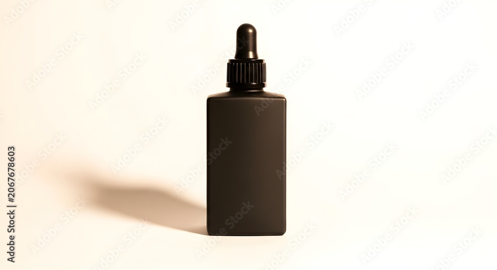 Naklejka premium A matte black dropper bottle isolated on white background