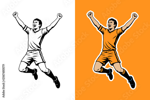 Soccer Player Celebrating Vector Illustration
