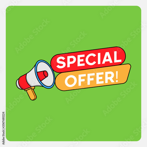 Special offer announcement with megaphone vector illustration