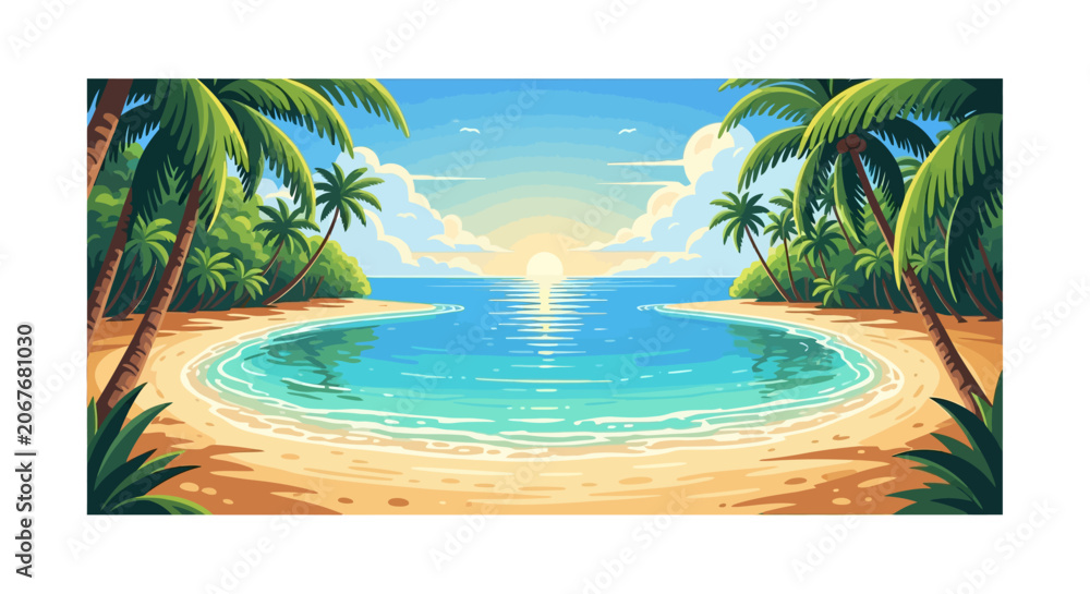 Obraz premium Tropical beach with palm trees.