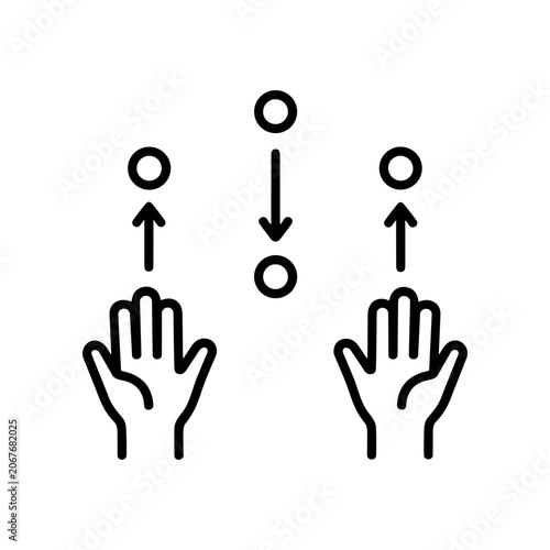 Hands with circles and arrows.