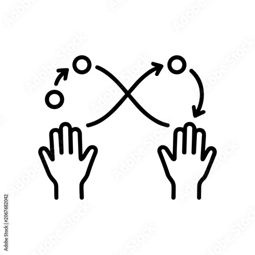Hands making gestures with arrows.