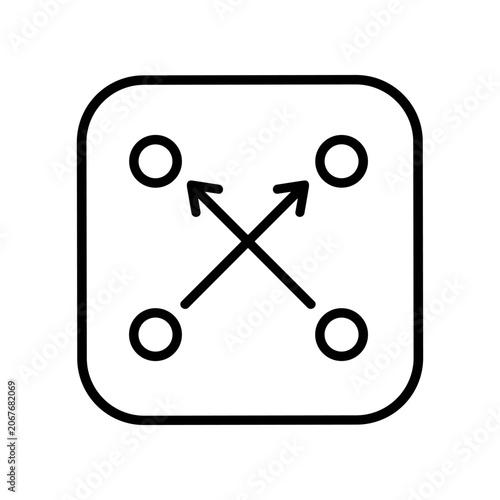 Black and white arrows crossing symbol.