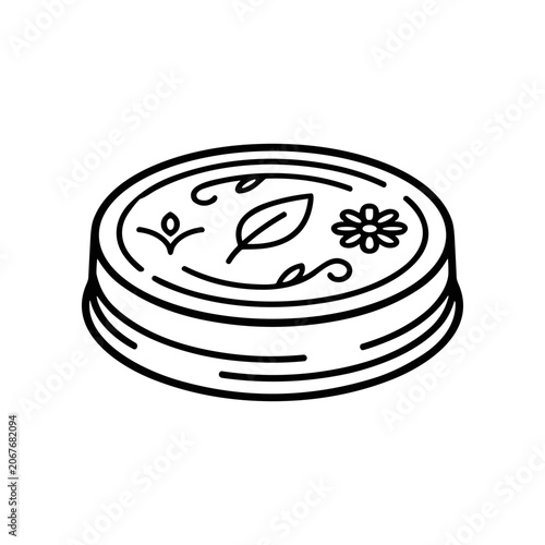 Simple black line drawing soap.