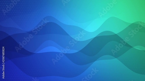 Abstract Blue Green Flowing Waves Technology Background Presentation Backdrop Digital Space