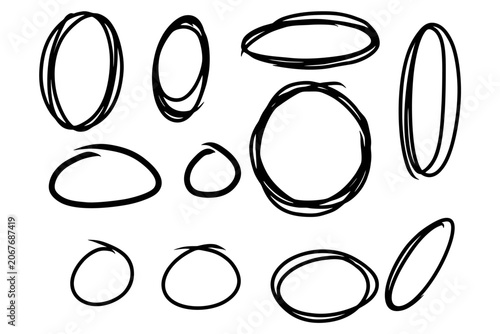 Photos One set of circle drawing sign vector