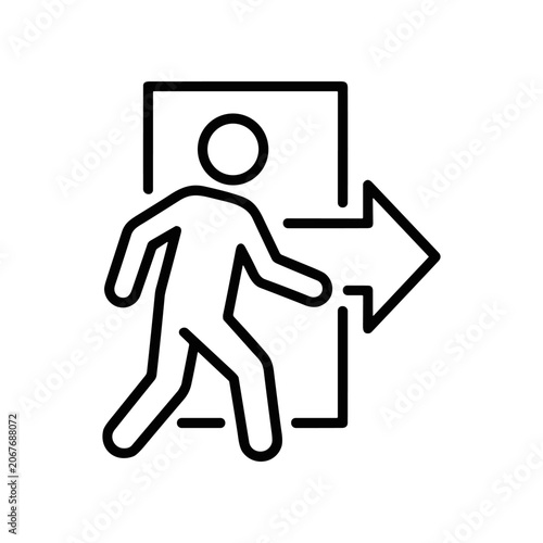 Canvastavla Person walking through exit door sign.