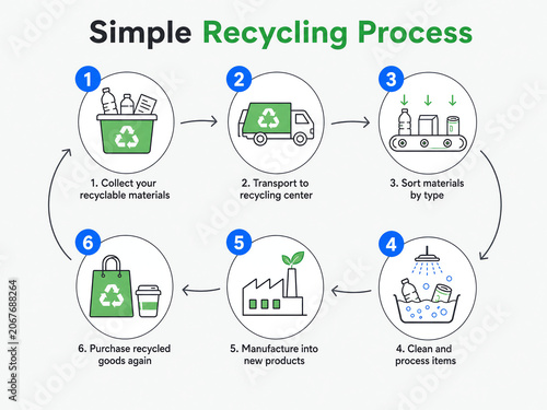 Simple Recycling Process Infographic with Circular Waste Management