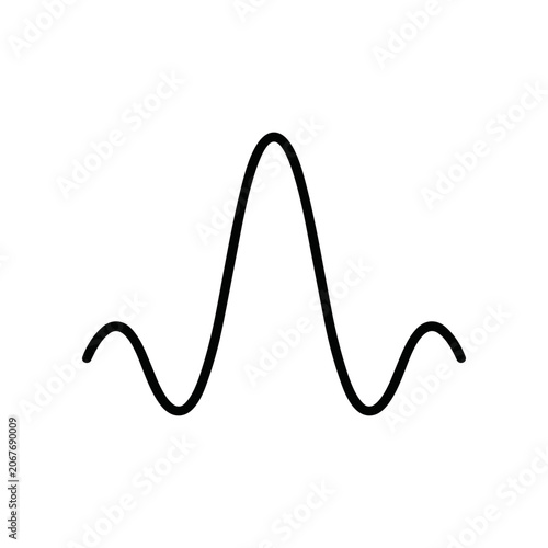 Cuadro en lienzo Black wave line graph on white.