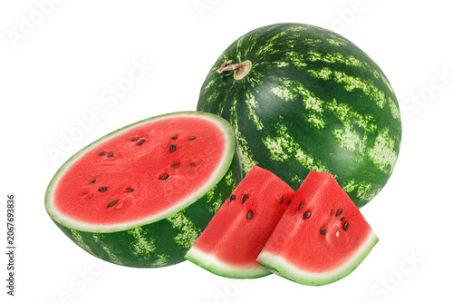 half of watermelon isolated on white background with full depth of field