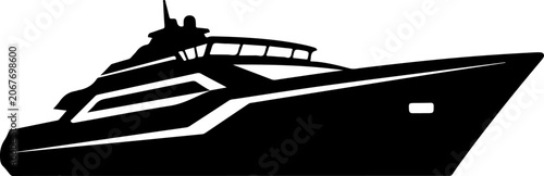 Luxury yacht, boat, silhouette, vector icon, nautical symbol, black and white
