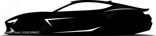 Sleek black sports car silhouette, vector, vector car illustration, sports car design