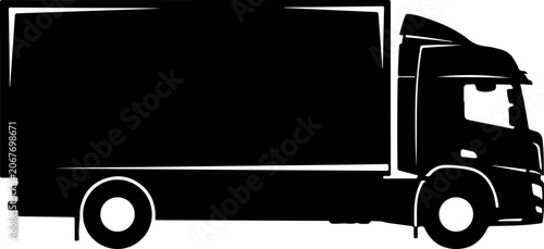 Truck, cargo truck, delivery truck, vehicle silhouette, black truck icon, transportation