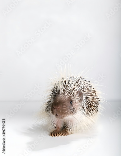 Cute Small Hedgehog on White Background.