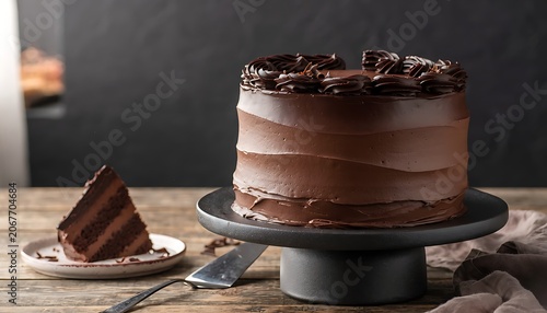 Delicious Chocolate Cake on a Cake Stand.