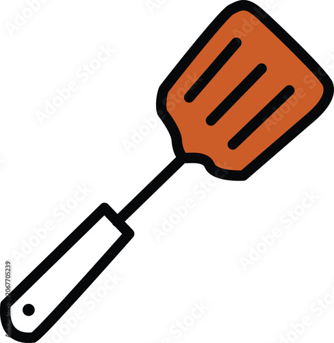 Cooking utensil icon featuring a slotted spatula isolated on white