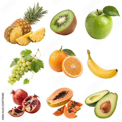 collection of fruits isolated