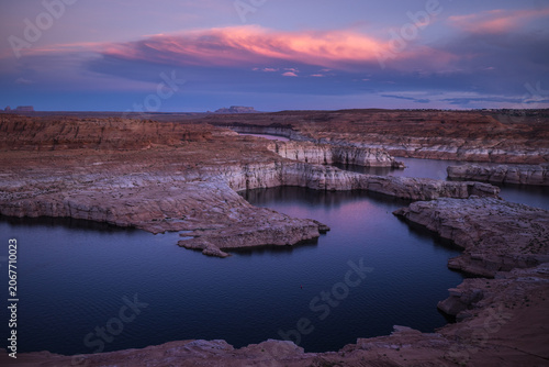 Lake Powell on Colorado river in Arizona, US at sunset