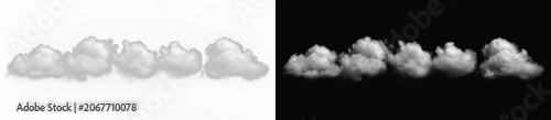 Foto Abstract realistic white clouds on white and black background, horizontal fluffy