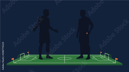 Foto Player Awaiting Referee Decision After Risky Tackle – Soccer Discipline Tension